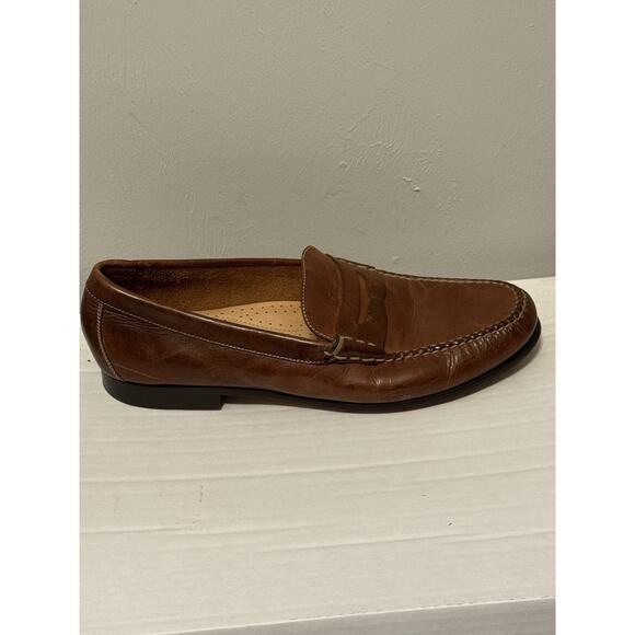 Martin Dingman Brown Leather Penny Loafers Men’s 11.5 Made in Brazil Dress Shoes - Picture 2 of 11